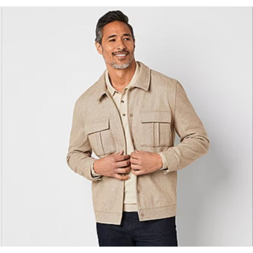 NEW Abbott Elem Mens Oatmeal Heavy Snap Front Jacket XL $119